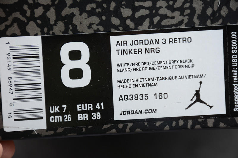 Jordan 3 Retro Tinker Hatfield AQ3835-160