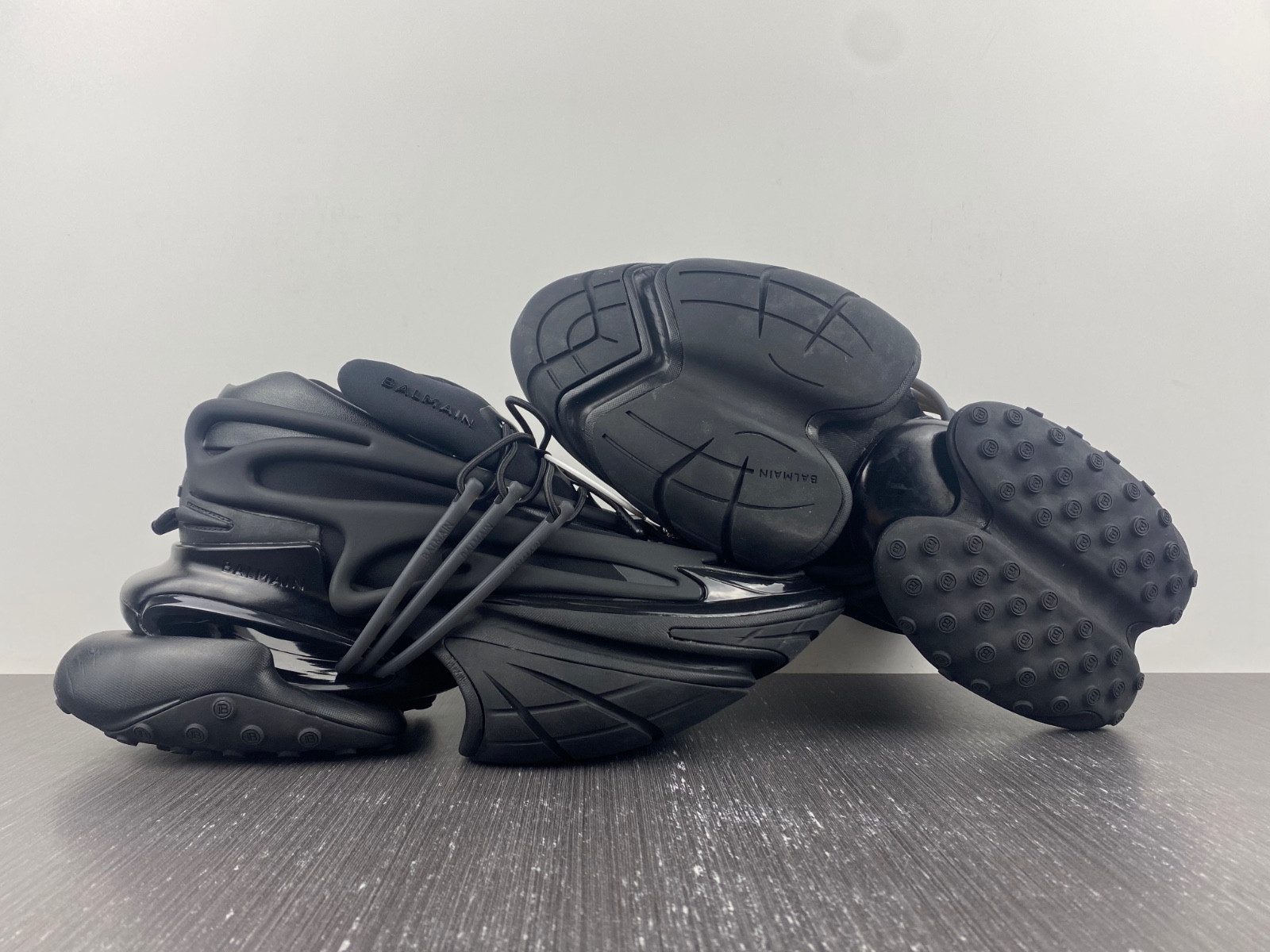 BALMAIN NEOPRENE AND LEATHER UNICORN LOW-TOP SNEAKERS